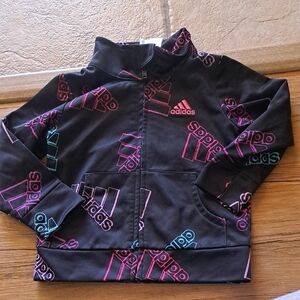 Adidas Kids Black Multicolor Logo Hoodie